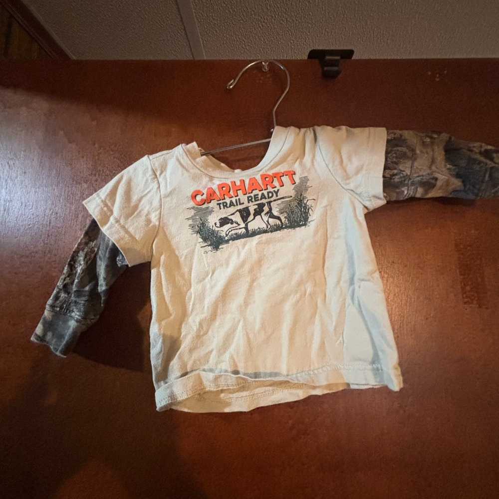 Carhartt Trail Ready Kids Shirt - White and Brown 3 months infant